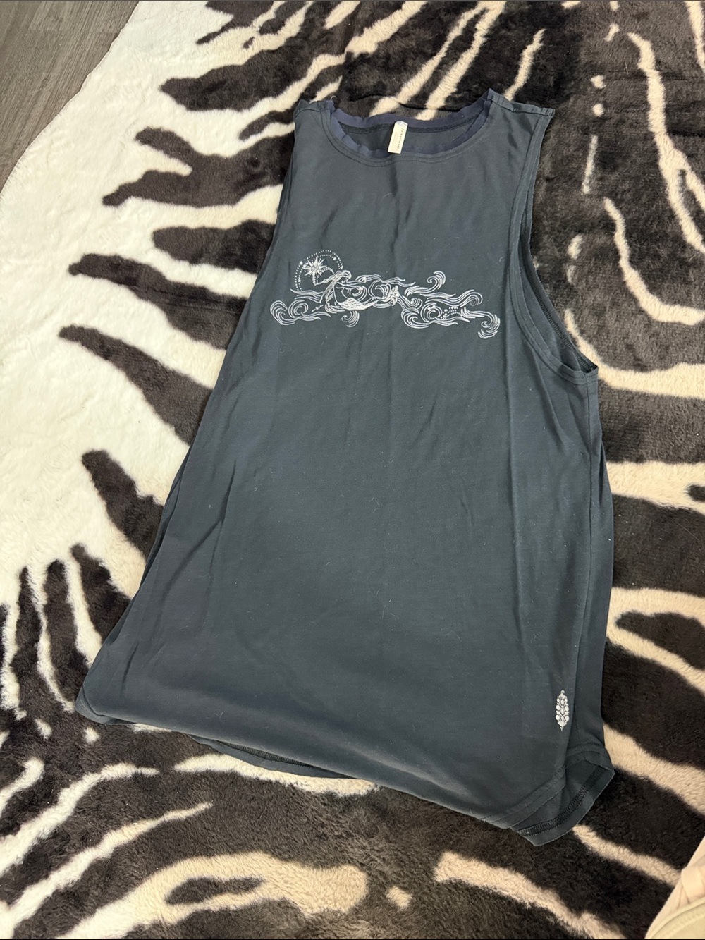 Free People Black Graphic Muscle Tee
